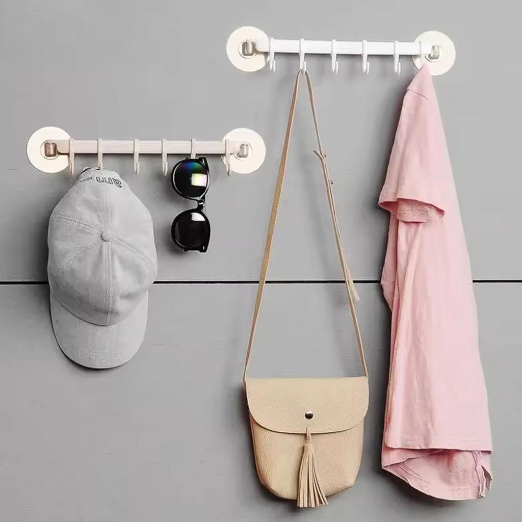 1Pc Multi-Purpose 6 Hooks Blue/White Suction Cup Type Hook 6 Rows Kitchen Bathroom Corner Suspension Without Marks Hanger Hook