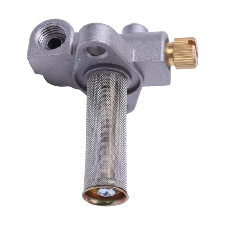 311292 Fuel Cut-Off Assembly for System Repair with Metal Body, Knurled Slotted Control Knob, Screen, and Visible Connection Layout
