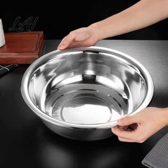 Large Capacity Dough Kneading Basin Stainless Steel Mixing Bowl Kitchen Prep Bowl for Flat Bottom Soup Pot Washing Vegetables Heavy Duty Home Multi