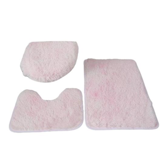 Yousheng 3Pcs/Set Bathroom Rug Absorbent Non Slip Floor Mat U-Shaped Plush Mat Toilet Lid Cover Mat with Rubber Backing for Bathroom Shower Toilet