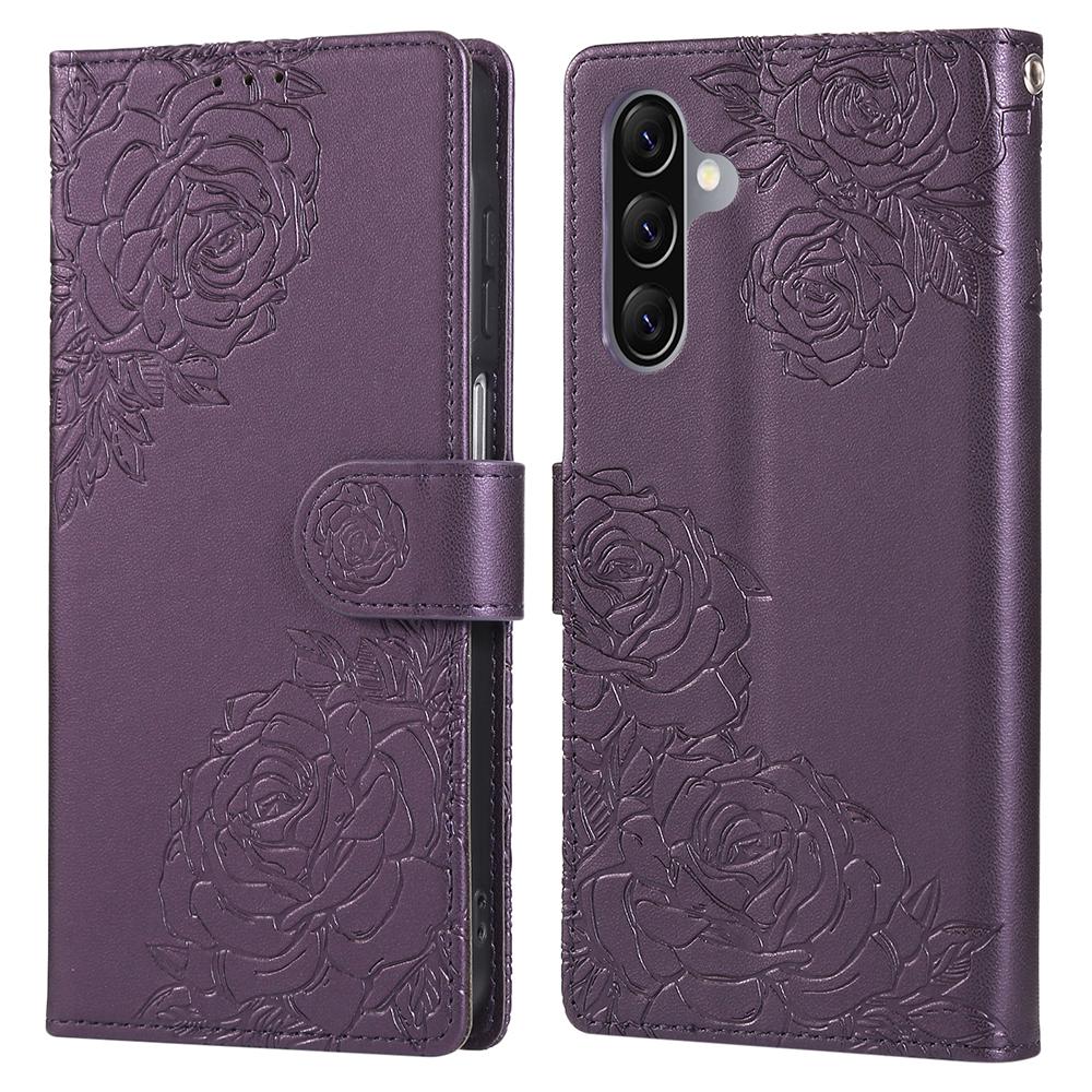 For Samsung Galaxy A17 5G/A26 5G Case Rose Flower PU Leather Wallet Phone Cover with 3 Card Slots/Wrist Strap