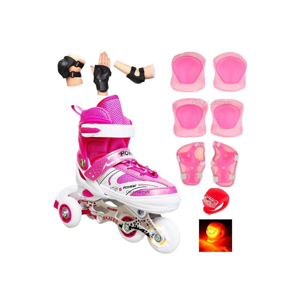 Skates Adjustable 2 In 1 Lighted Metal Body Practice Skating Bag Knee Pad Gift Single Led Gift