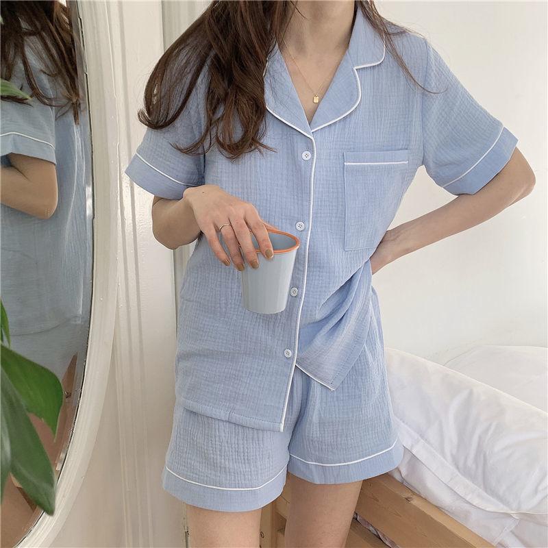Cotton Sleepwear Korean Pajamas Women Pijama Female Bedroom Set Woman 2 Pieces Loungewear Brief Suits with Shorts Pyjamas