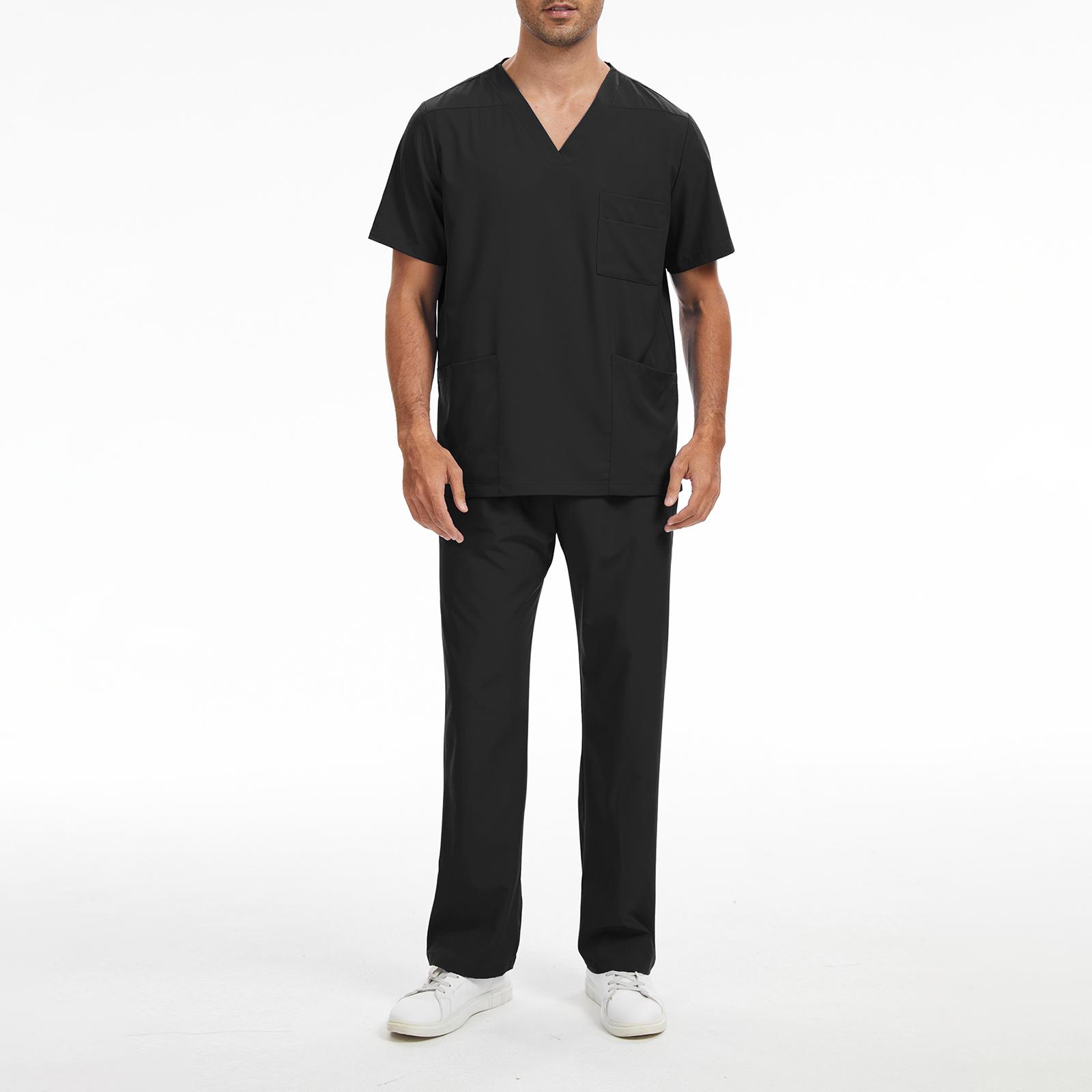 Men s Stretch Quick-Dry Short Sleeve Scrub Top with Pockets for Nurses and Caregivers XXL