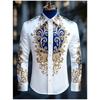 Men's Luxury Long Sleeved Shirt, Baroque Gold Floral 3D Printed Shirt, Casual and Comfortable, Men's Formal Dress Shirt