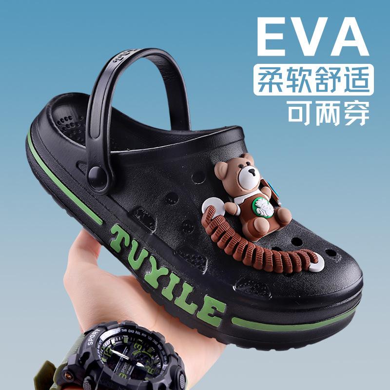 Stepping On Shit Hole Shoes Men Wear Non-slip Bag Head Sandals Beach Thick-soled New Soft-soled Summer EVA Slippers