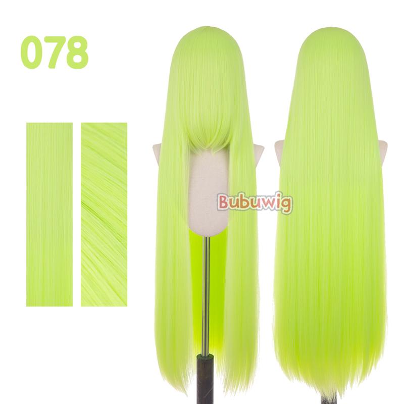 Bubuwig Synthetic Hair 100cm Long Straight Pure Color Cosplay Wigs Over 100 Colors Black White Red Blue Brown Wig Heat Resistant