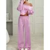 New Autumn and Winter Casual Loose Round-neck Long-sleeved Sweatshirt and Long Pants Set for Women
