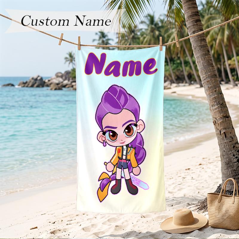 rumi Custom Name Printed Beach Towel Personalized Soft Towel For Swimming Beach Travel