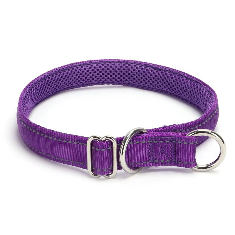 Adjustable Pet Collar Nylon Reflective Mesh Lined Anti-Suffocation P Chain Dog Chain Dog Collar for Medium & Large Dogs Training