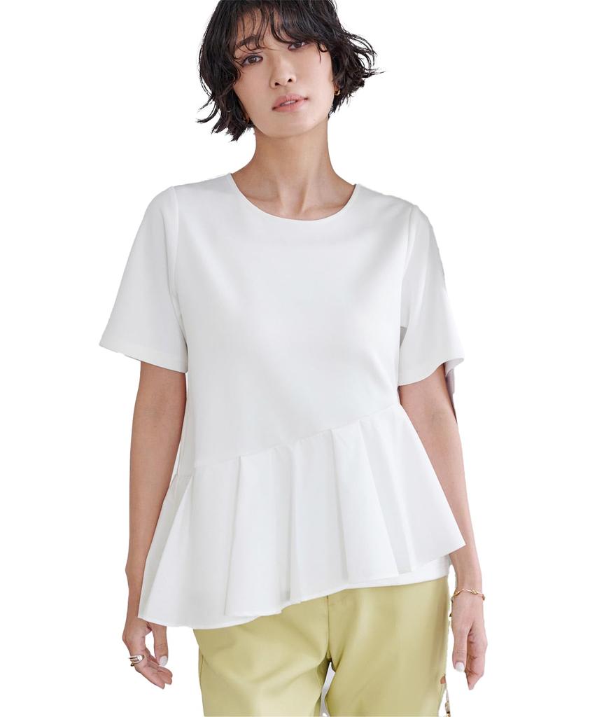 Yours Asymmetrical Frill Docking BDXN1790 Large White T-Shirt Women's