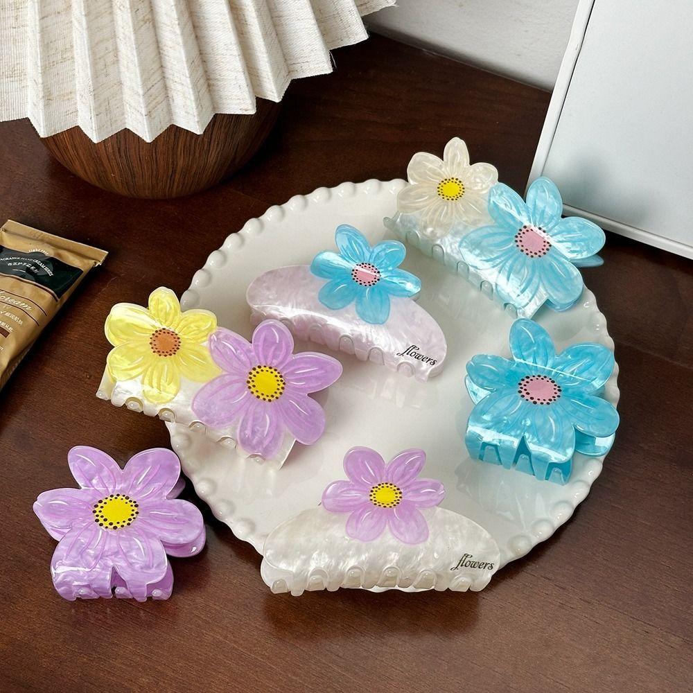 Plastic Flower Hair Clip Acrylic Large Hair Claw Creative Grab Clip  Travel