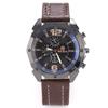 Men's Korean Style Casual Leather Strap Quartz Watch with Big Dial and Unique Design
