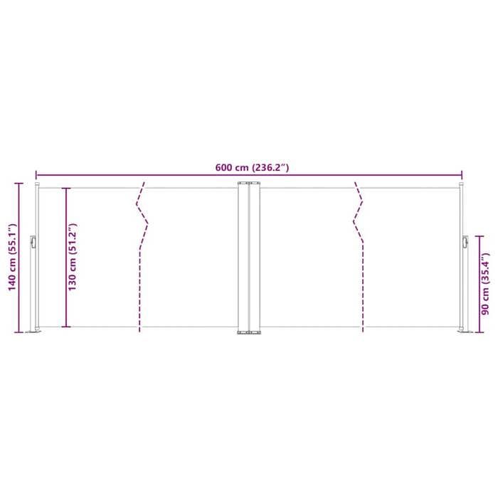 VidaXL Auvent latéral rétractable Rouge 140 x 600 cm