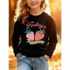 European sizes Long-Sleeved Top for Kids, Stylish Long-Sleeve T-Shirt with a Fun Strawberry Print, Featuring Playful Letter Designs.