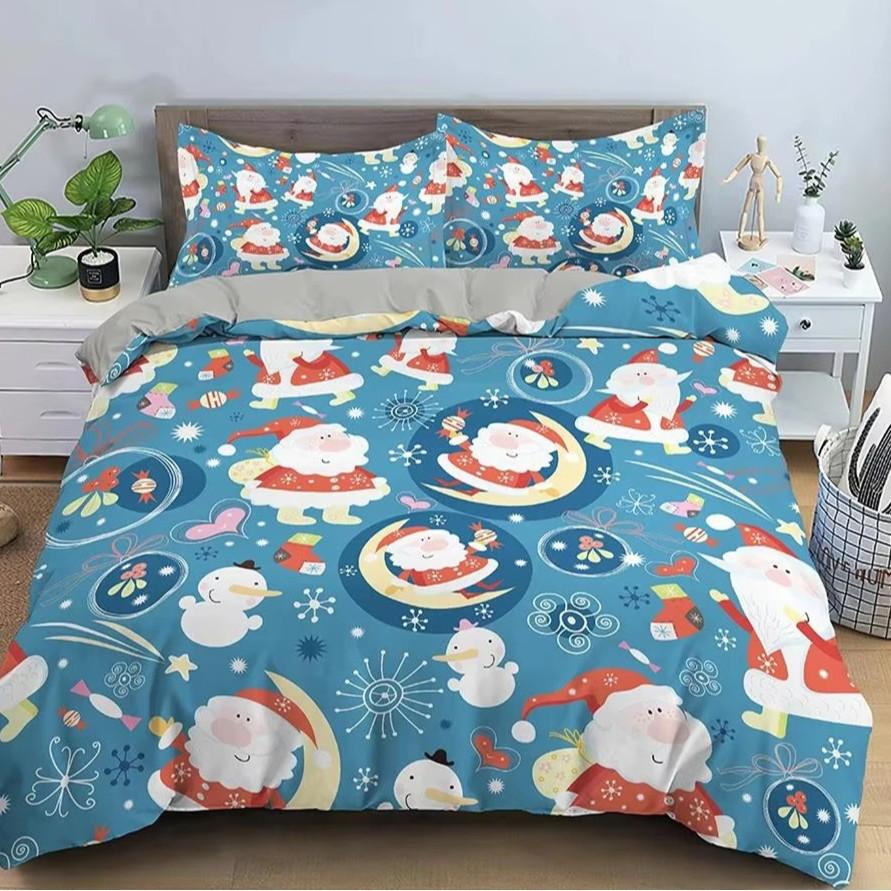 Christmas Snowman Down Comforter Set Bedding Set 3-piece Duvet Cover Set