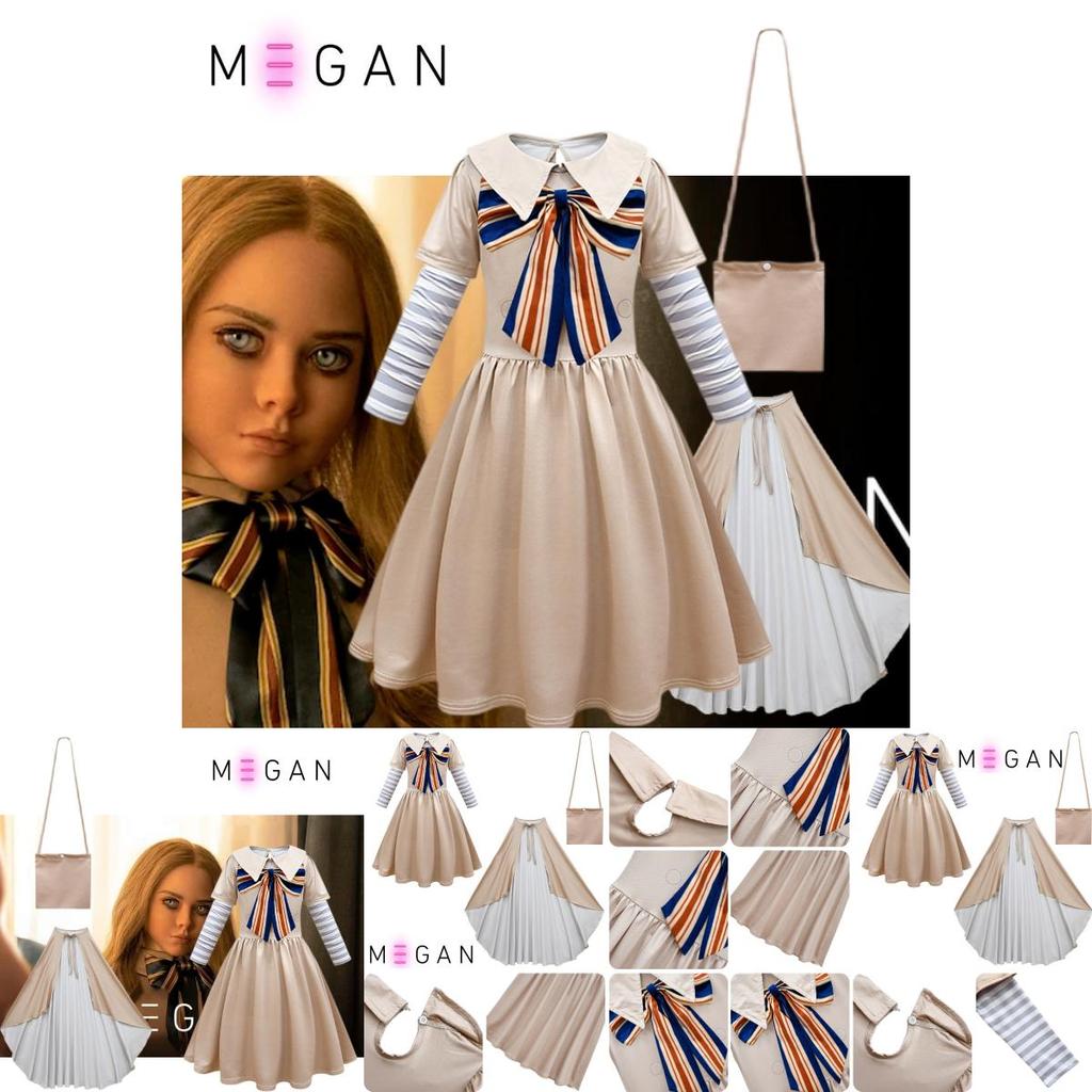 Dress Cosplay M3gan Set Girlsladylik Outfit Party Costume Bag Cloak Daily Fans