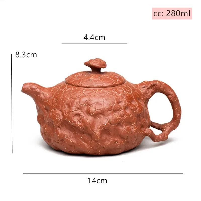 

Chinese Zisha Teapot Yixing Hand-carved Filter Beauty Kettle Raw Ore Purple Clay Tea Pot Antique Customized Tea Sets 280ml