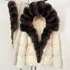 Women's winter winter new waist high-end fur thickened warm removable real fox fur collar hooded down jacket