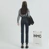 Women's Blue-Gray Slim Cigarette Jeans - High Waist, Nine-Point Length, Spring & Autumn 2023 Collection, Small Sizes