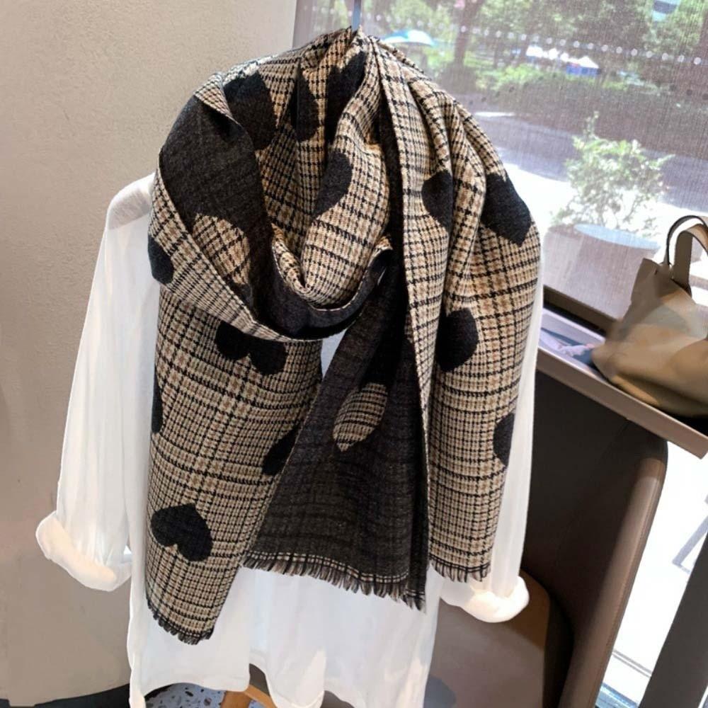 Soft Heart Knitted Scarf Acrylic Fibers Long Thickened Shawl Large Double-sided Scarf  Winter