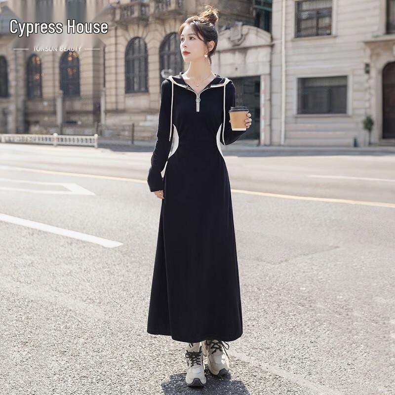 

Women s Hooded Long Sleeve A-line Sweatshirt Dress M