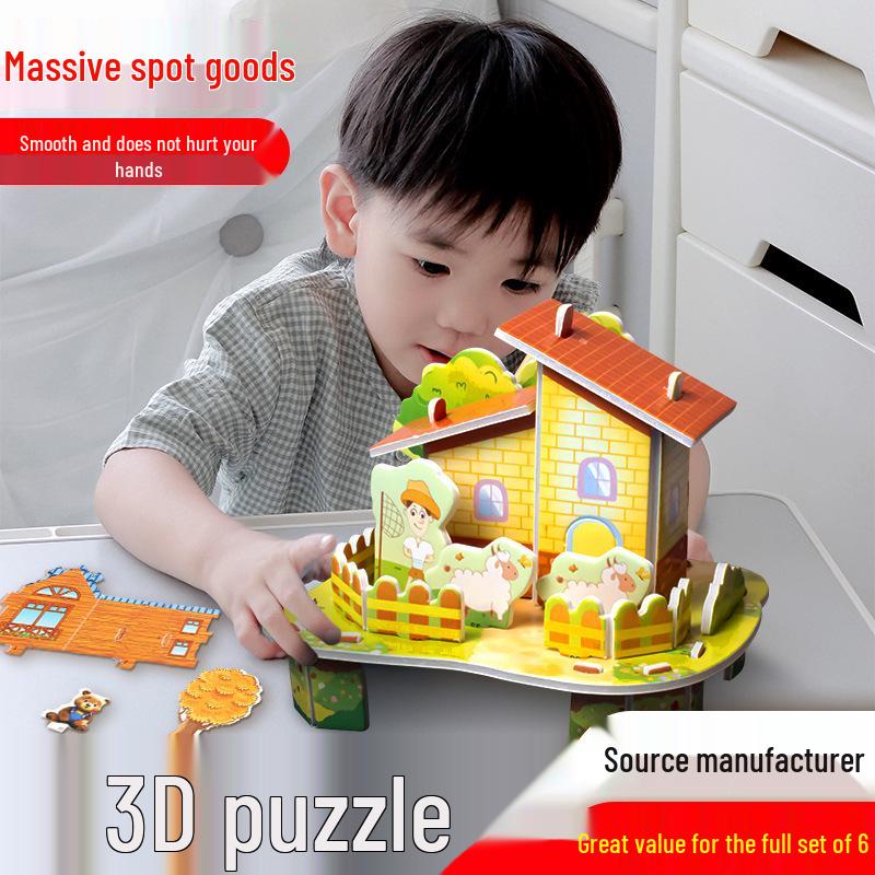 3D Stereoscopic Small House DIY Puzzle for Kids Ages 3-6 - Educational Paper Craft Toy