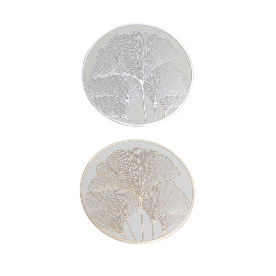 Round Heat Resistant Placemat Ginkgo Design Protection Gold Silver Table Leaf Mat Anti-Scalding Insulated