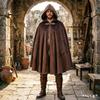 Medieval Velvet Deerskin Hooded Cloak - Renaissance Cosplay Costume Robe