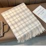 Milky Beige Plaid Thickened Scarf: Korean Style for Winter 2025