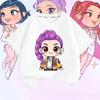 School Girls Pink Purple Sumer T-shirt Outdoor Leisure Anime Girl Clothes Summer Tee Tops