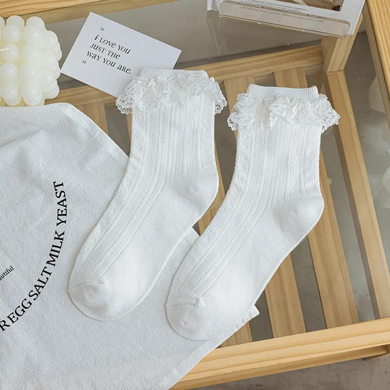 Korean Summer Sweet Lolita Lace Socks Princess Ruffle Sock for Girls Women Socks School Students White Socks