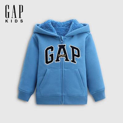 Toddler Boy Faux Lambswool Logo Zipper Hooded Sweatshirt