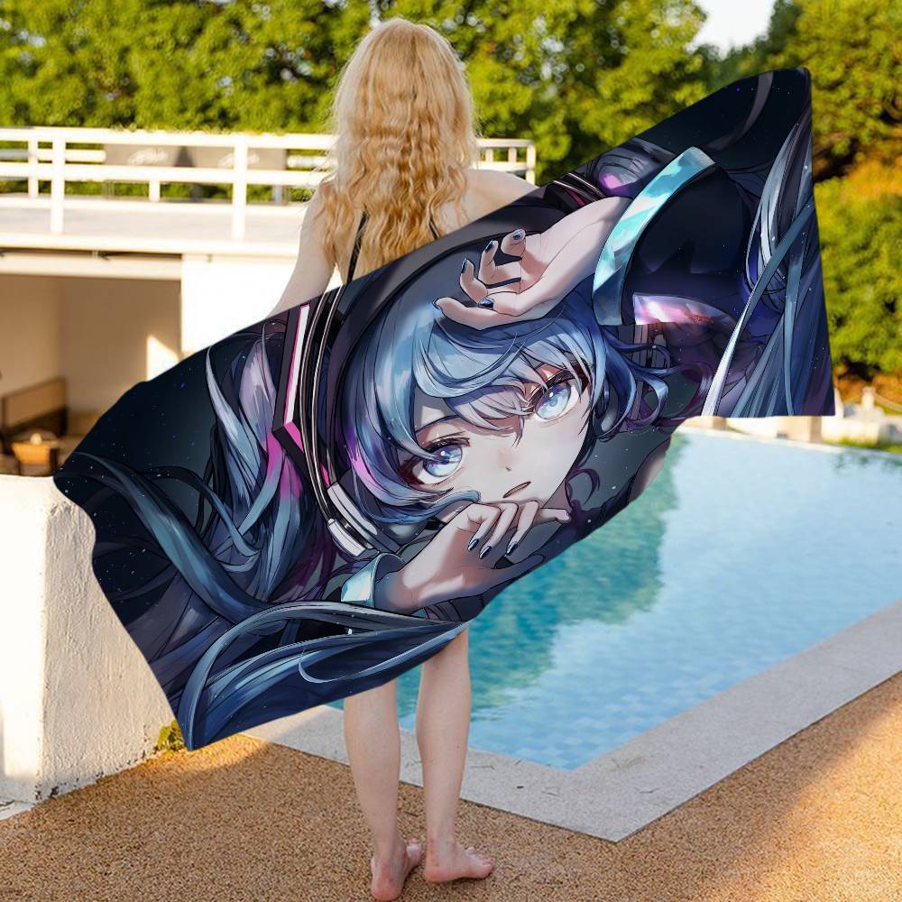 H-HatsuneS M-Miku Big Microfiber Beach Towels Quick Dry Towel Sand Beach Towels Pool Towel for Travel Swim Pool Yoga