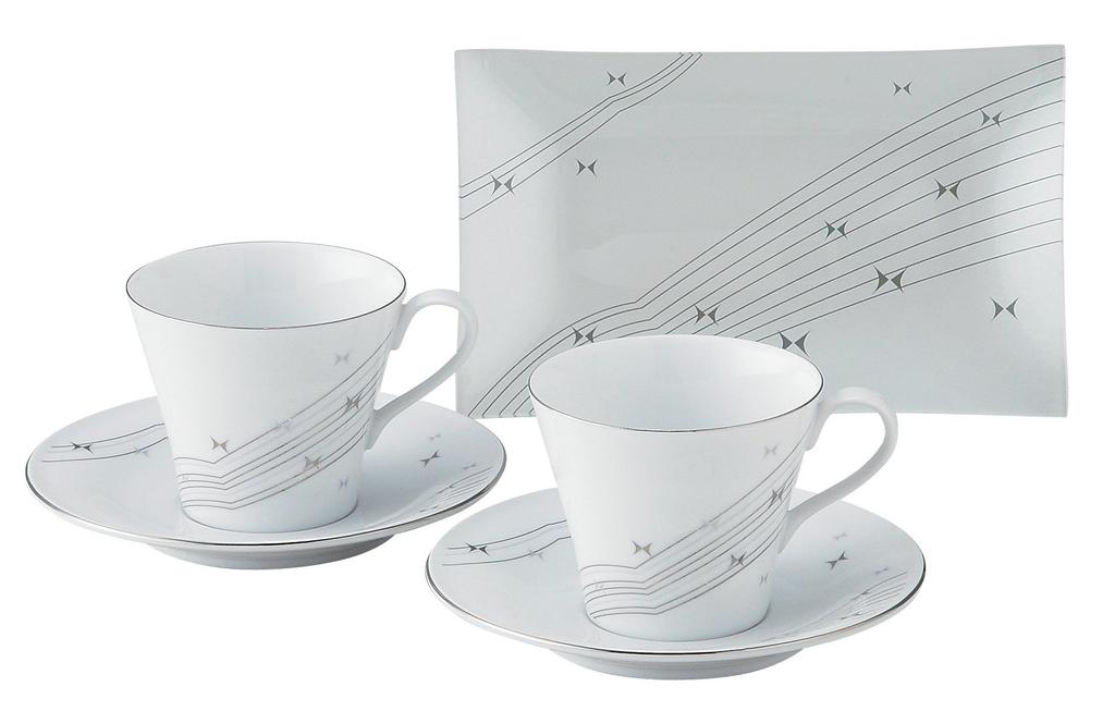 Hanae Mori Ripple Coffee Set for Two with Tray, MC1200-6