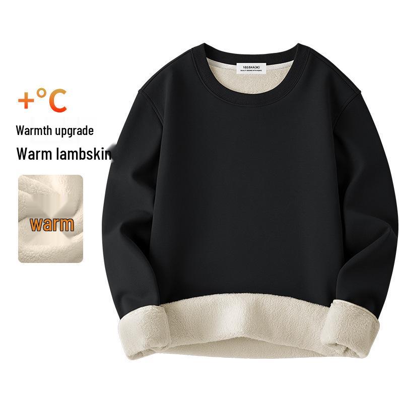 Men s 2025 Heavyweight Lambswool Hoodie - Plus Velvet Thickened Winter Layer, Warm Long Sleeve Outerwear, 500G XL