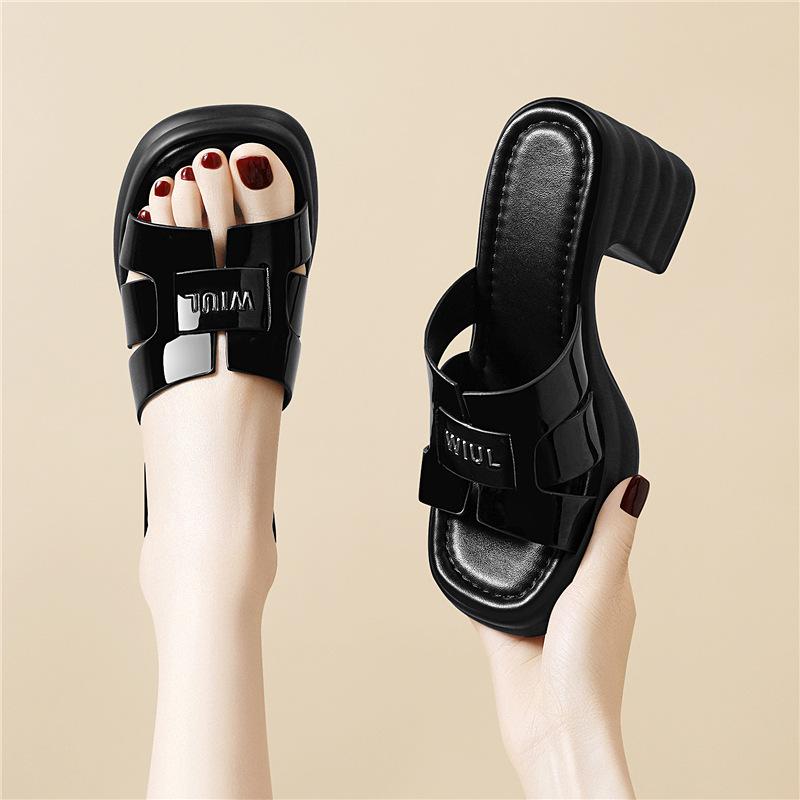 Thick-bottomed Height-increasing Slippers for Women's Summer Outer Wear, High-end Sense of Fashion, Super Fire Silver Beach