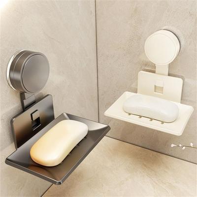 New Wall-Mounted Shower Soap Holder Suction Cup Self Draining Soap Dish Rustproof No Drilling Soap Box Bathroom Accessories