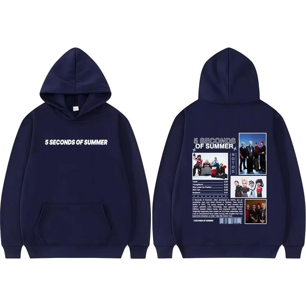 Band 5 Seconds of Summer Grafică Tur Mondial Hanorac Retro Îmbrăcăminte Bărbați Street Supradimensionat Hanorac de Înaltă Calitate