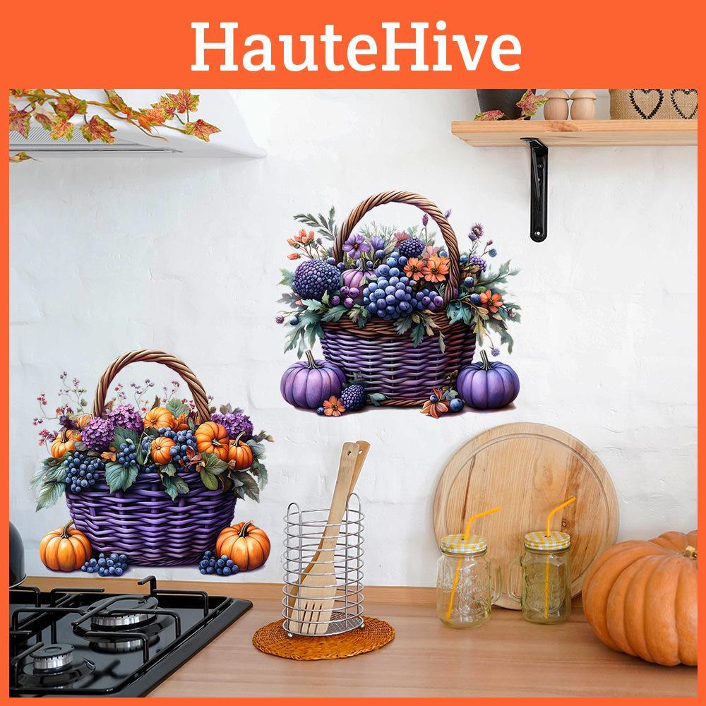 Halloween-Kürbis-Obstkorb aus Glas, dekorative Wandaufkleber für Zuhause