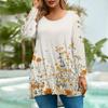 Women's Fashion Large Size Round Neck Long Sleeve Casual Print Loose Pullover Top