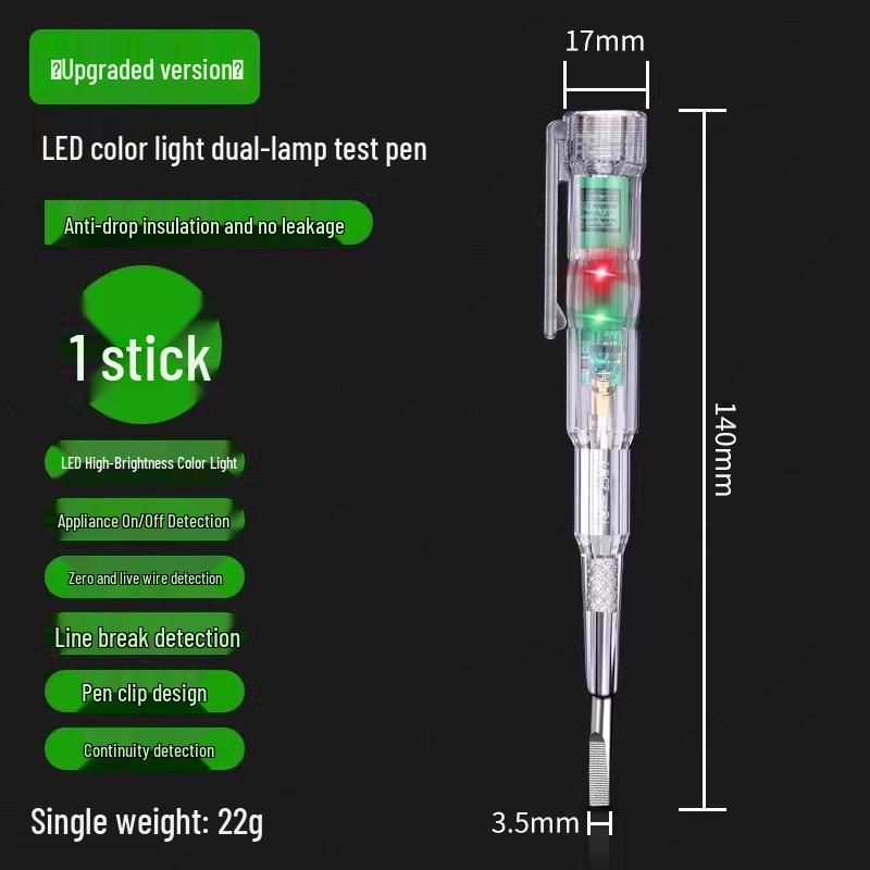 

High-Brightness Insulated Electrician Test Pen with Phillips/Slotted Tips and Magnetic Screwdriver for Breakpoint Detection