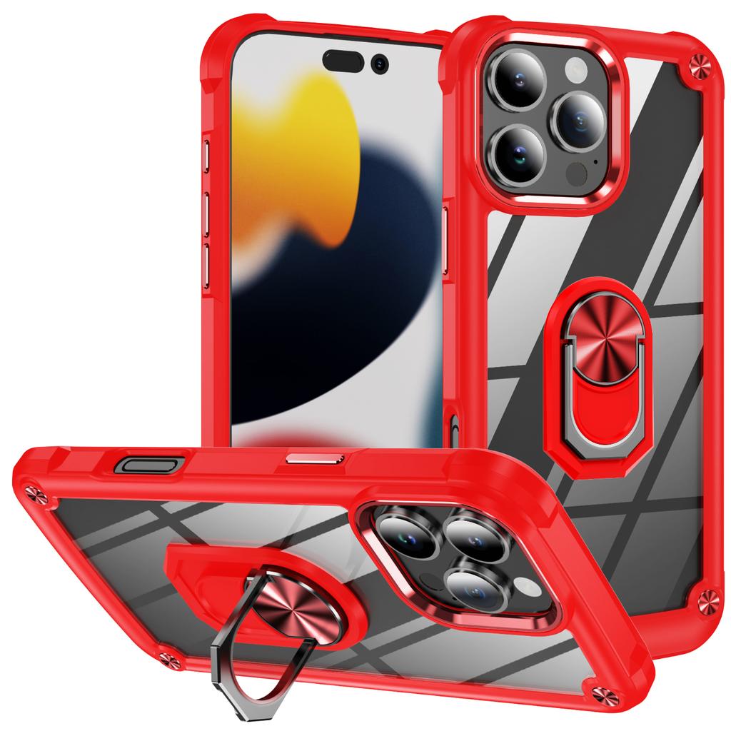 For iPhone 16 Pro Max Case Alloy Lens Frame PC+TPU Kickstand Phone Back Cover