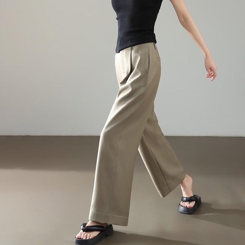 Demana Women's Elegant Summer Pleated Cropped Straight Leg Pants