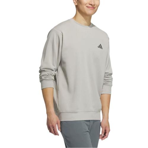 Adidas Men's Grey Striped Pullover Crewneck Sports Casual Sweatshirt