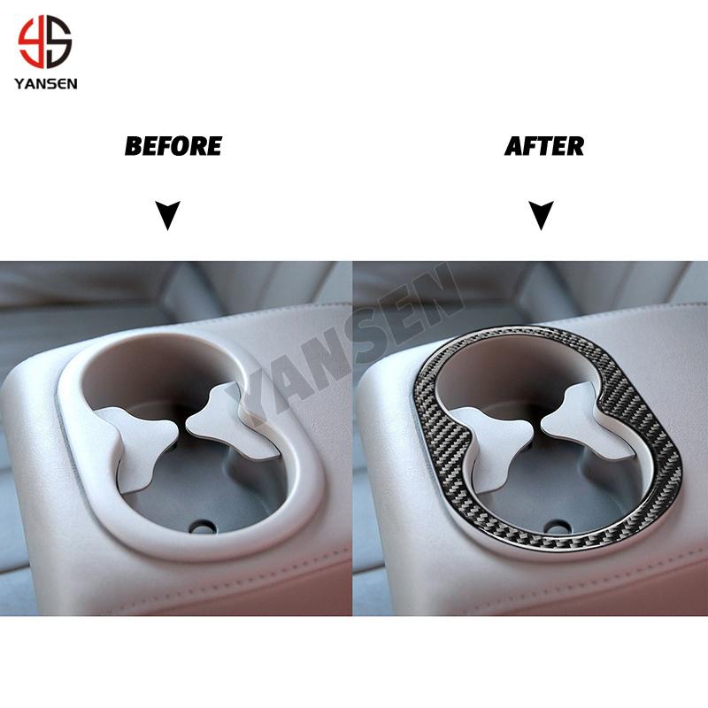 Carbon Fiber Center Rear Water Cup Holder Panel Sticker for Chrysler 300 300C 2005 2006 2007 Car Interior Decorative Accessories