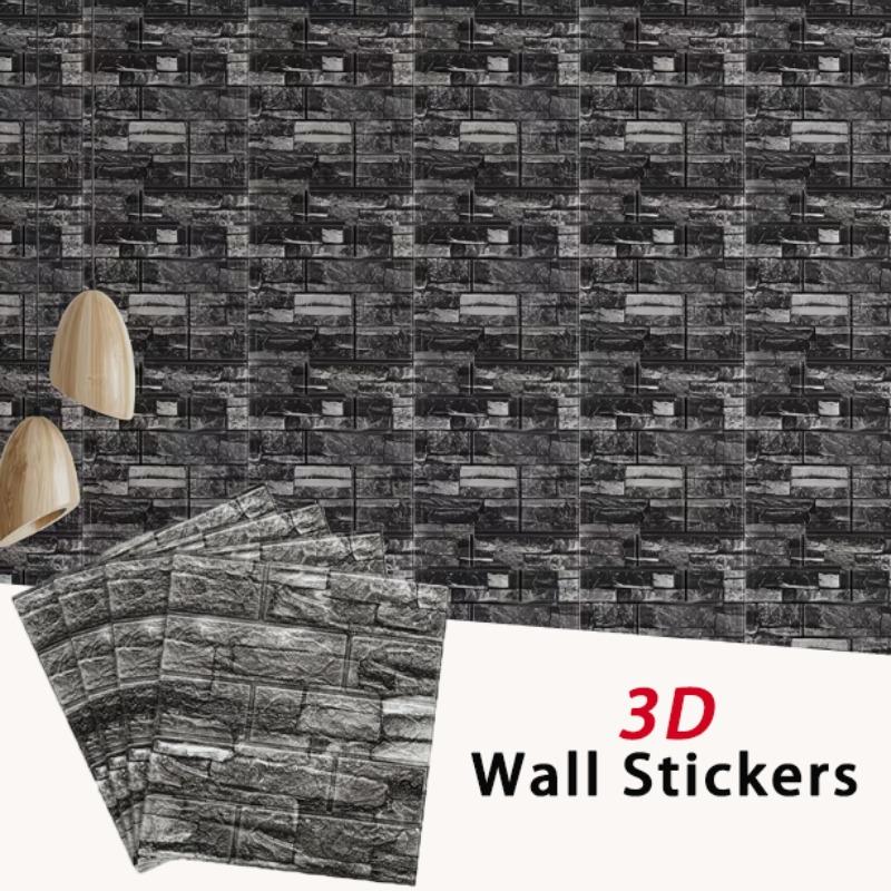 3D Waterproof Self-adhesive Brick Patterned Wallpaper 38.5X35cm Vintage Color Living Room Wall Sticker