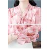 Stylish High End Loose Blouse Long Sleeve Chiffon Top Trendy and Elegant for Autumn Spring Versatile Tummy Cover