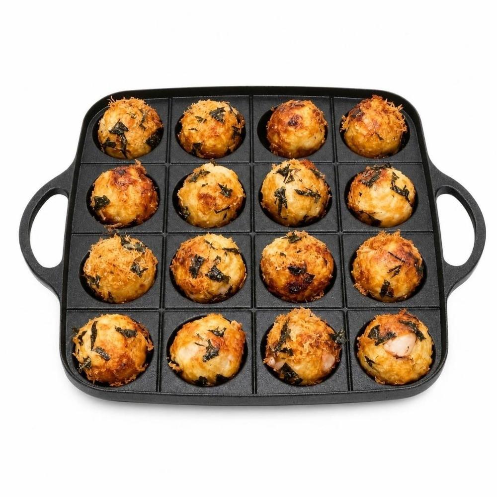 Nonstick Takoyaki Pan Cast Aluminum 16-Hole Cooking Pan Versatile Takoyaki Mold Gas Stove