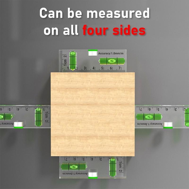 Acrylic Check Bubble Level Tool Pocket Mini Level Tool with 90°/180° Level Bubbles Construction Tool Magnetic Base